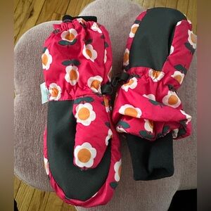 Cat & Jack Floral Mittens - Red and Black